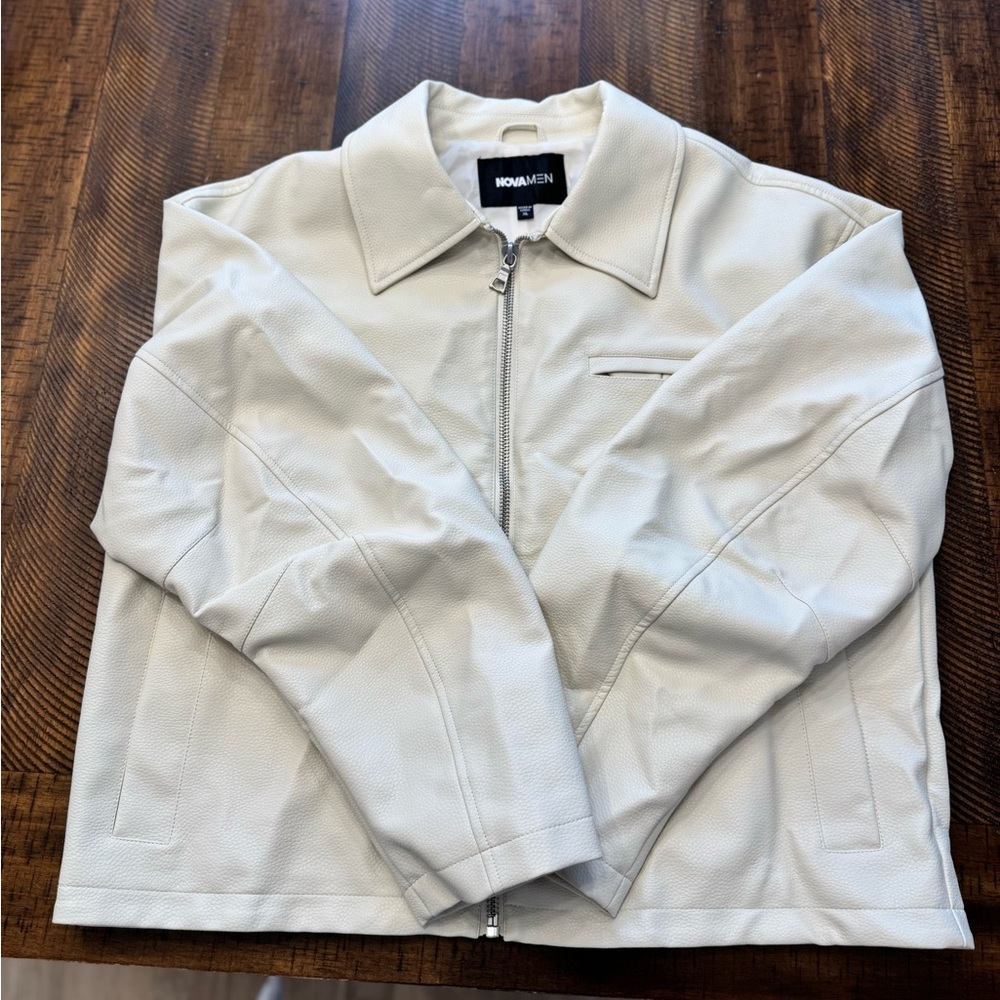 Men's Fashion Nova Beige Zip-Up Jacket - Picture 7 of 10